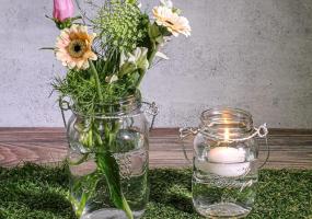 Mason Jars with Shepherd's Hook