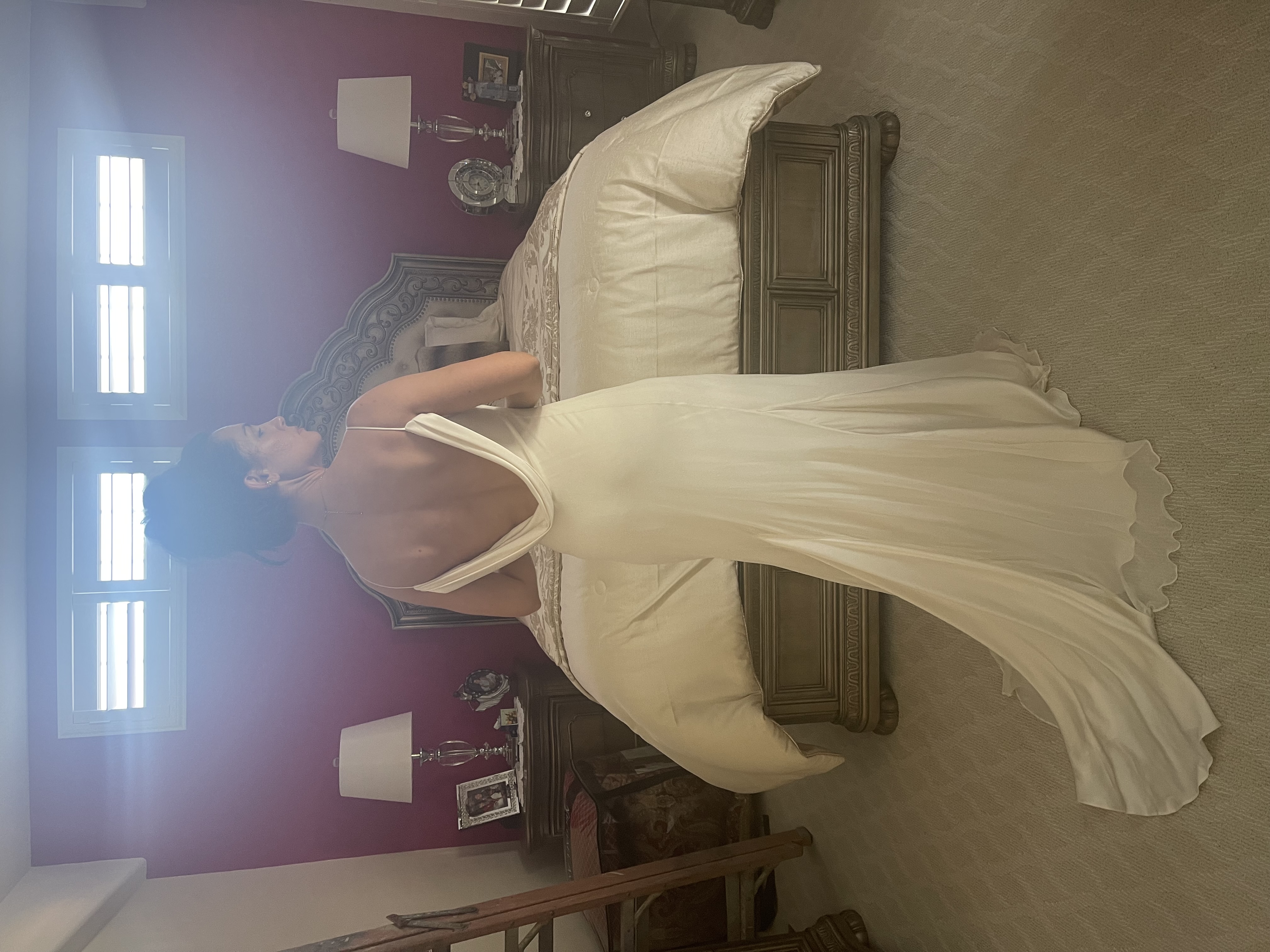 Never worn…In the old manner ( Los Gatos) silk and satin wedding dress